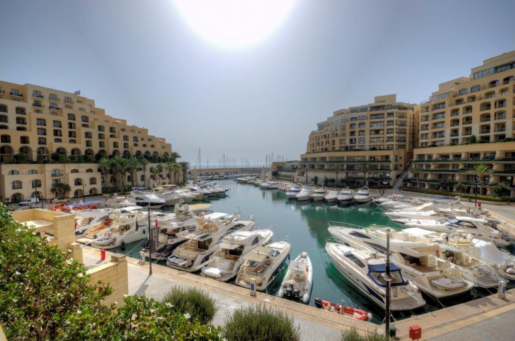 Portomaso St Julian's,  large terrace marina view.