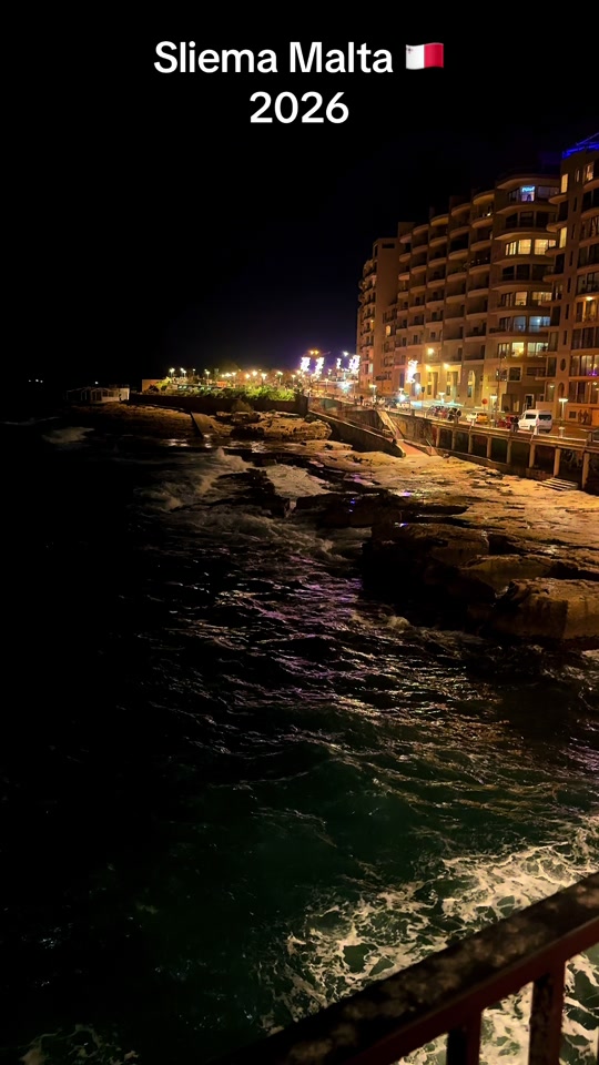 Beauty of waves on Sliema City center Malta 🇲🇹 1.01.2026 #polkanamalc...